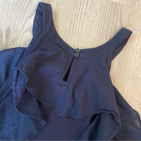 Maeve Anthropologie Ribbed Ruffle Tank Top in Navy - Picture 10 of 12